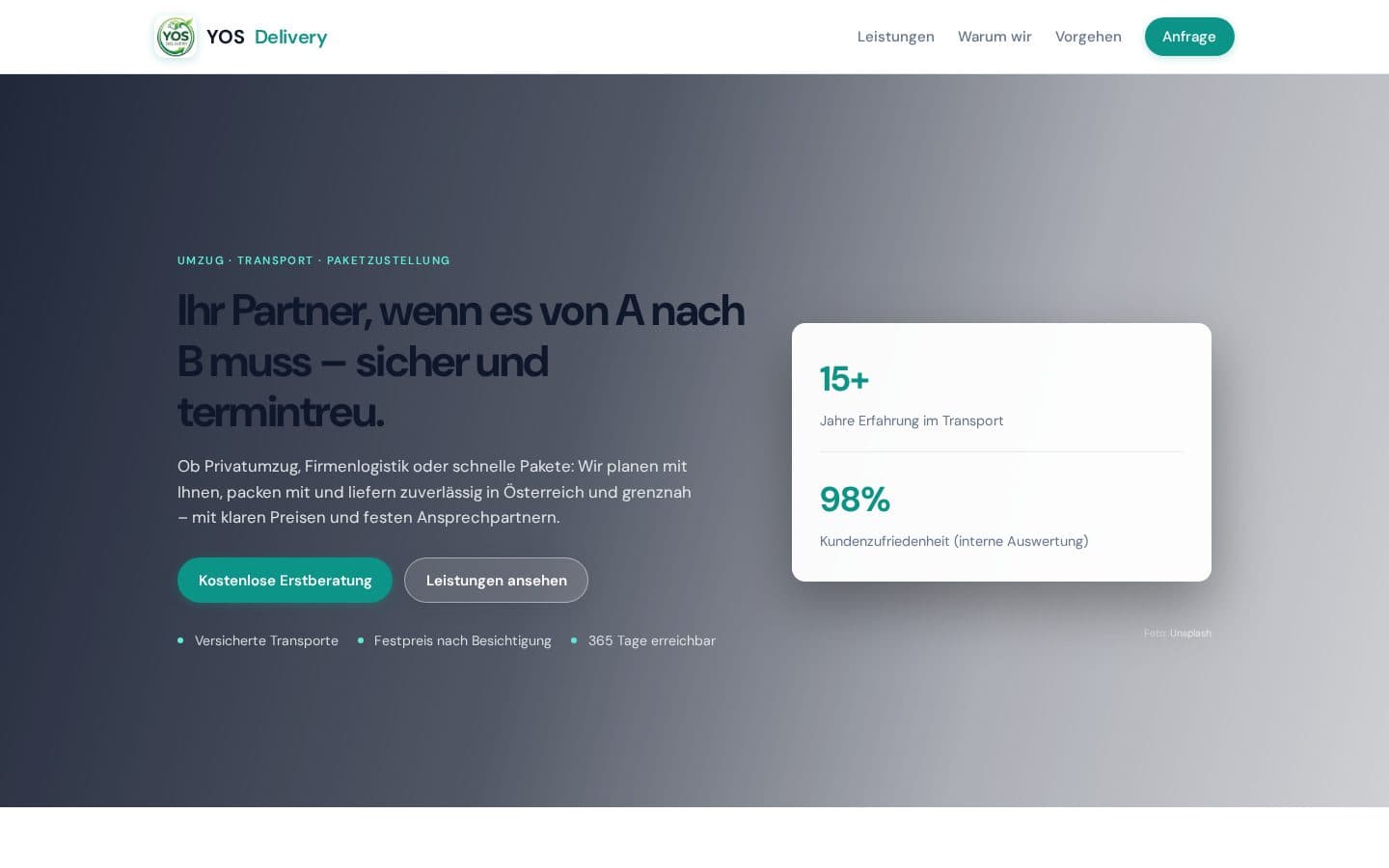 YOS Delivery – Website & Anfragesystem